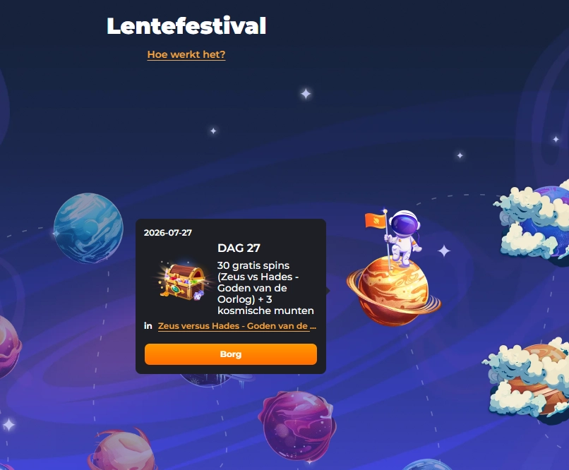 Dagelijkse missie van CosmicSlotz met Cosmic Coins en gratis spins als beloning